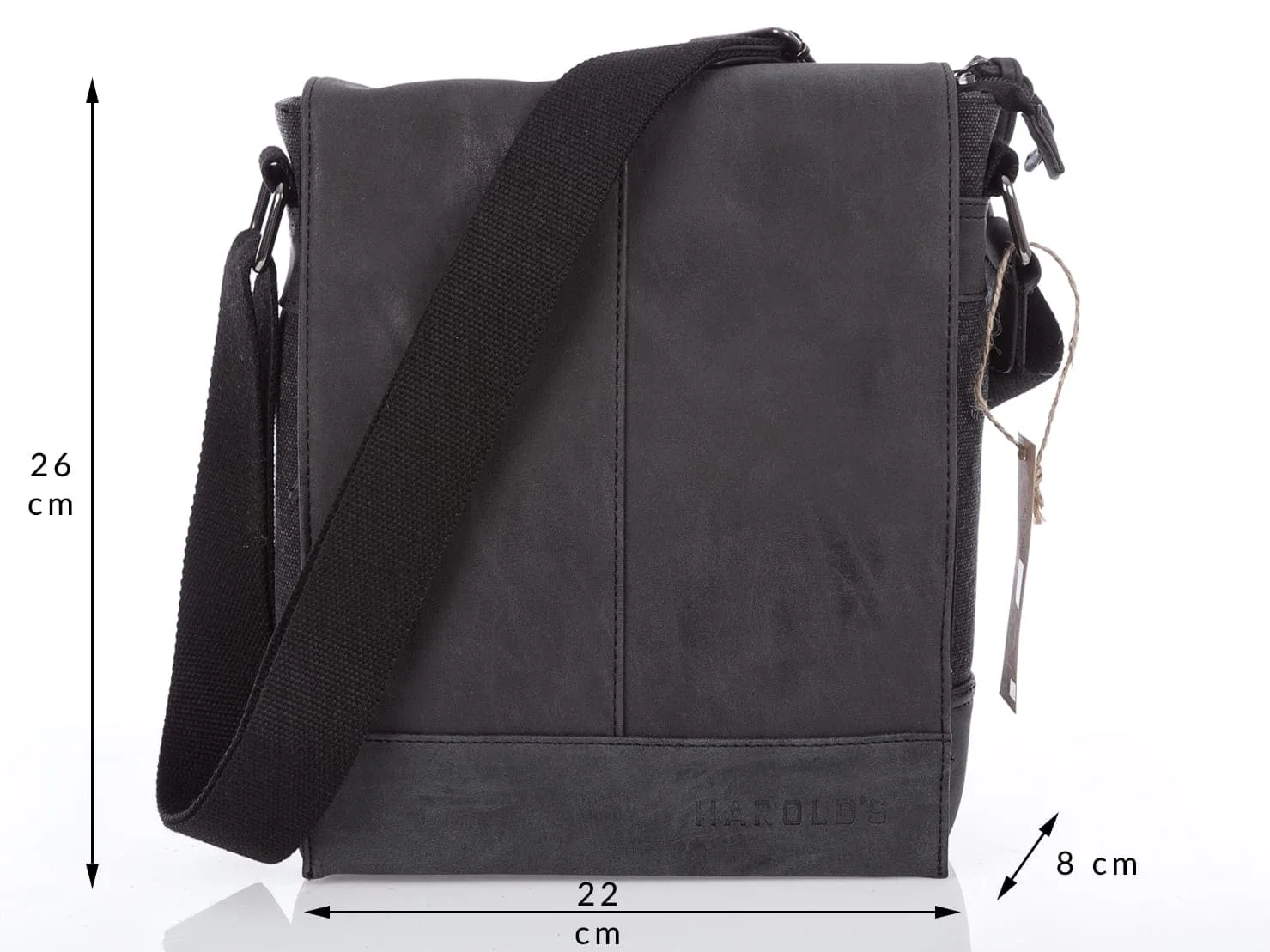 Męska torba na ramię czarna z klapką