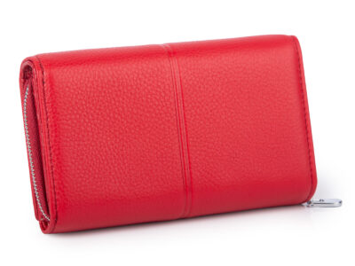 Duży matowy portfel damski skórzany czerwony Jennifer Jones - obrazek 2