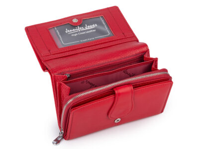 Duży matowy portfel damski skórzany czerwony Jennifer Jones - obrazek 7