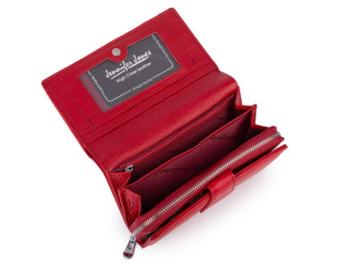 Duży matowy portfel damski skórzany czerwony Jennifer Jones - obrazek 6