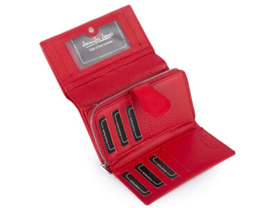 Duży matowy portfel damski skórzany czerwony Jennifer Jones - obrazek 5