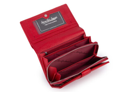 Duży matowy portfel damski skórzany czerwony Jennifer Jones - obrazek 4