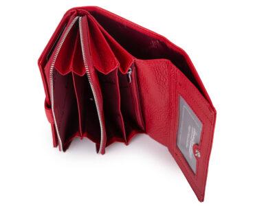 Duży matowy portfel damski skórzany czerwony Jennifer Jones - obrazek 3