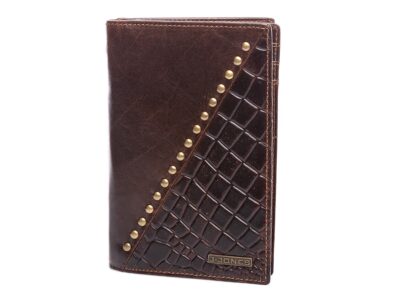 Skórzane etui na karty duże ciemny brąz