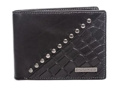 Klasyczny portfel męski skórzany bez kieszeni na drobne czarny - obrazek 1