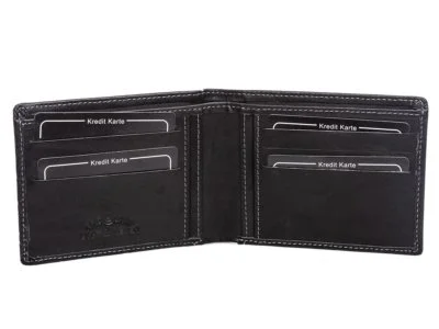 Klasyczny portfel męski skórzany bez kieszeni na drobne czarny - obrazek 3