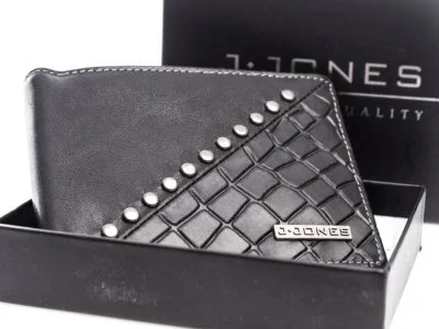 Klasyczny portfel męski skórzany bez kieszeni na drobne czarny - obrazek 2