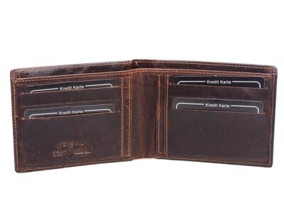 Klasyczny portfel męski skórzany bez kieszeni na drobne ciemny brąz - obrazek 3