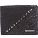 Czarny portfel bifold z ćwiekami