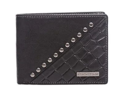 Czarny portfel bifold z ćwiekami