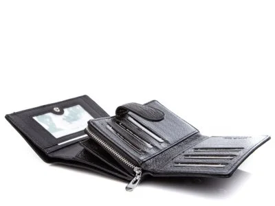 Matowy skórzany portfel damski czarny Jennifer Jones - obrazek 7