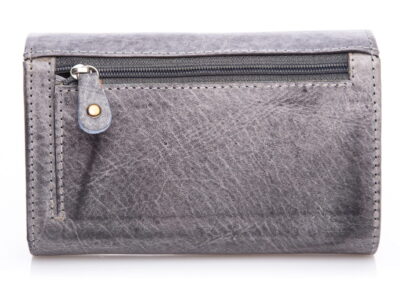 J Jones Portfel skórzany w stylu vintage skórzany bardzo pojemny szary - obrazek 5