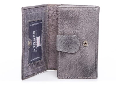 J Jones Portfel skórzany w stylu vintage skórzany bardzo pojemny szary - obrazek 8