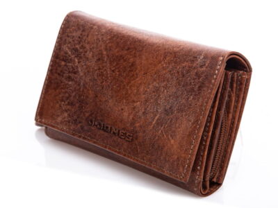 J Jones Portfel skórzany w stylu vintage skórzany bardzo pojemny brązowy - obrazek 3