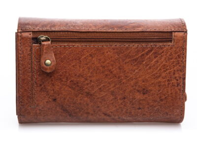 J Jones Portfel skórzany w stylu vintage skórzany bardzo pojemny brązowy - obrazek 4