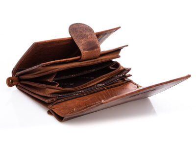 J Jones Portfel skórzany w stylu vintage skórzany bardzo pojemny brązowy - obrazek 2