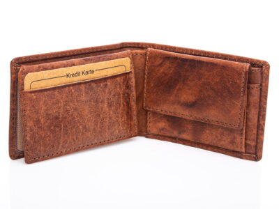 Portfel skórzany mały kieszonkowy w pudełku J Jones brązowy - obrazek 6