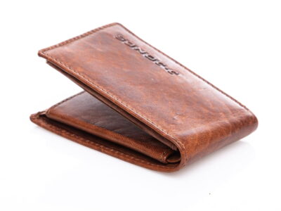 Portfel skórzany mały kieszonkowy w pudełku J Jones brązowy - obrazek 4