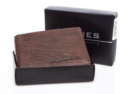 Portfel skórzany mały kieszonkowy w pudełku J Jones ciemny brąz - obrazek 2