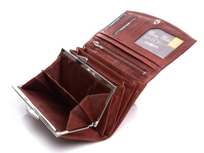 Elegancki ciemno-brązowy portfel damski skórzany Money Maker - obrazek 6