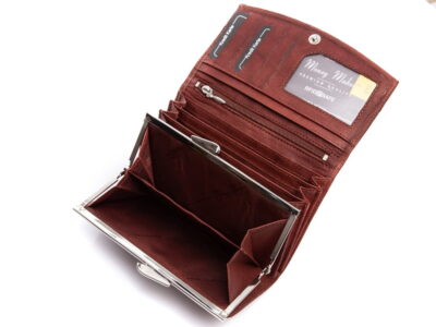 Elegancki ciemno-brązowy portfel damski skórzany Money Maker - obrazek 5