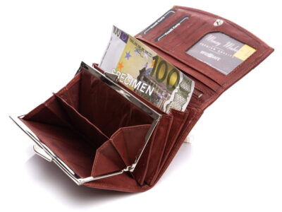 Elegancki ciemno-brązowy portfel damski skórzany Money Maker - obrazek 4