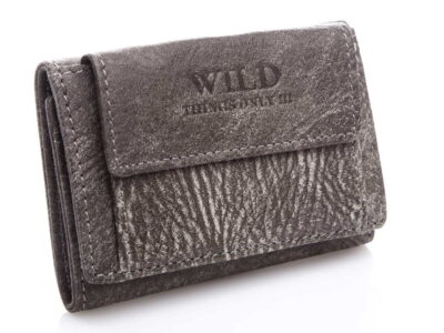 Mały, składany portfel męski skórzany szary WILD RFID - obrazek 1
