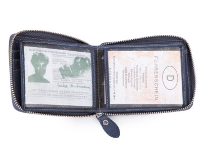 Granatowy portfel męski zapinany na zamek, poziomy WILD - obrazek 5