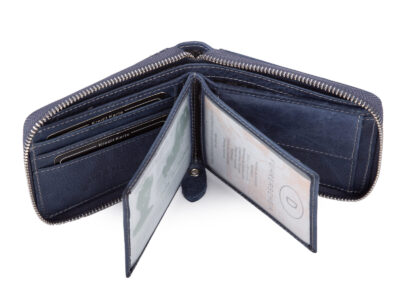 Granatowy portfel męski zapinany na zamek, poziomy WILD - obrazek 3