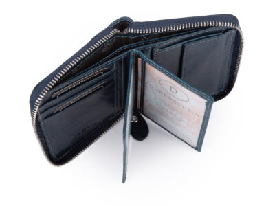 Pionowy portfel męski zapinany na zamek granatowy WILD - obrazek 6