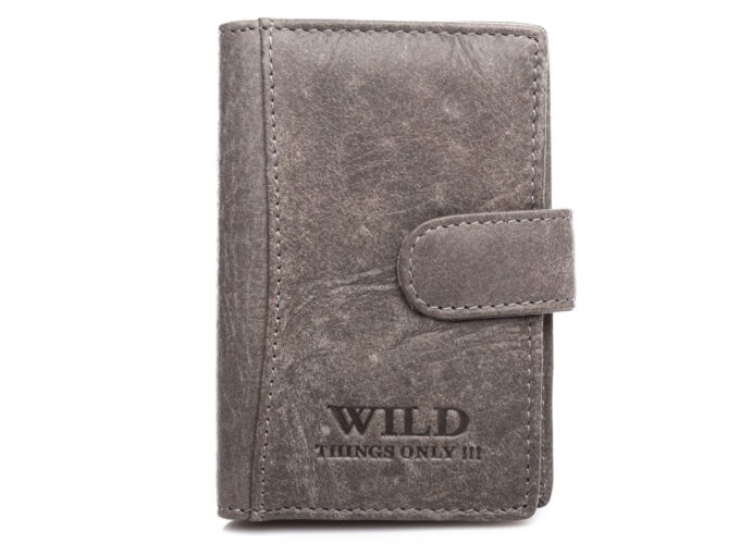 Szary wizytownik męski skórzany