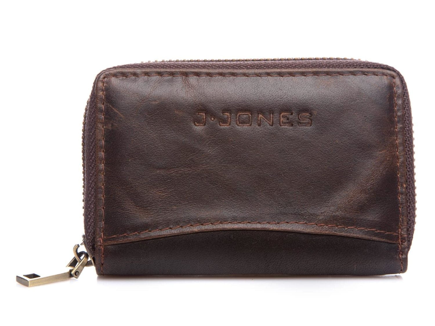 Wizytownik męski skórzany ciemny brąz zapinany na zamek