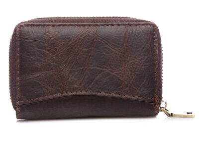 Wizytownik męski skórzany zapinany na zamek ciemny brąz J Jones - obrazek 7