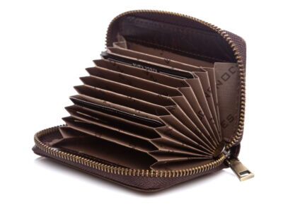 Wizytownik męski skórzany zapinany na zamek ciemny brąz J Jones - obrazek 5