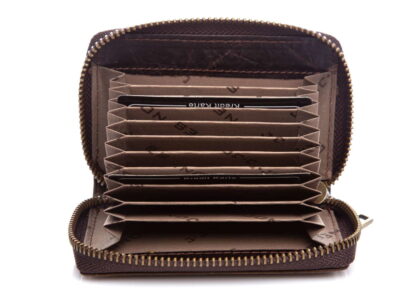 Wizytownik męski skórzany zapinany na zamek ciemny brąz J Jones - obrazek 4