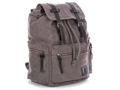 Bardzo duży plecak w stylu retro/vintage szary z klapą