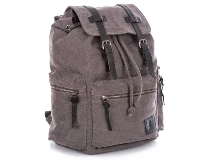 Bardzo duży plecak w stylu retro/vintage szary z klapą