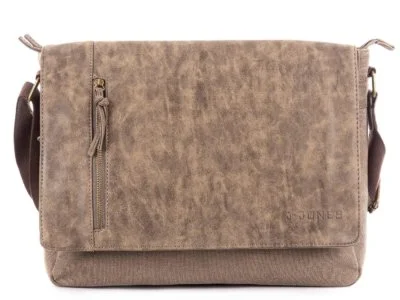 Brązowa torba męska studencka z klapą J Jones mieszcząca format A4