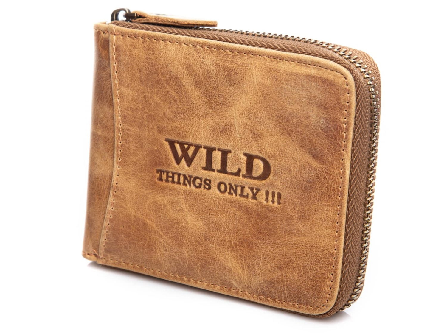 Beżowy poziomy portfel męski WILD