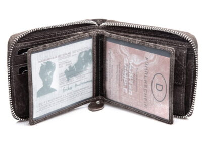 Szary portfel męski skórzany zapinany na zamek WILD - obrazek 3