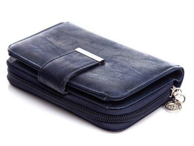 Granatowy średni portfel damski z cieniowanej eko skóry Jennifer Jones - obrazek 4