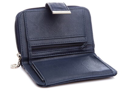 Granatowy średni portfel damski z cieniowanej eko skóry Jennifer Jones - obrazek 5