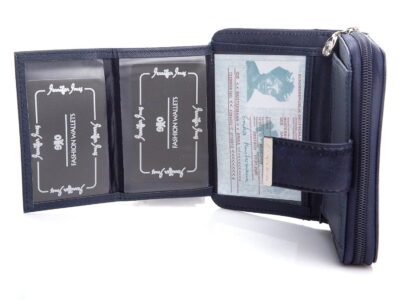 Granatowy średni portfel damski z cieniowanej eko skóry Jennifer Jones - obrazek 7