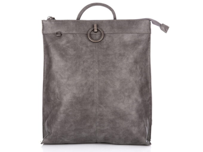 Modny szary plecak damski ze skóry ekologicznej
