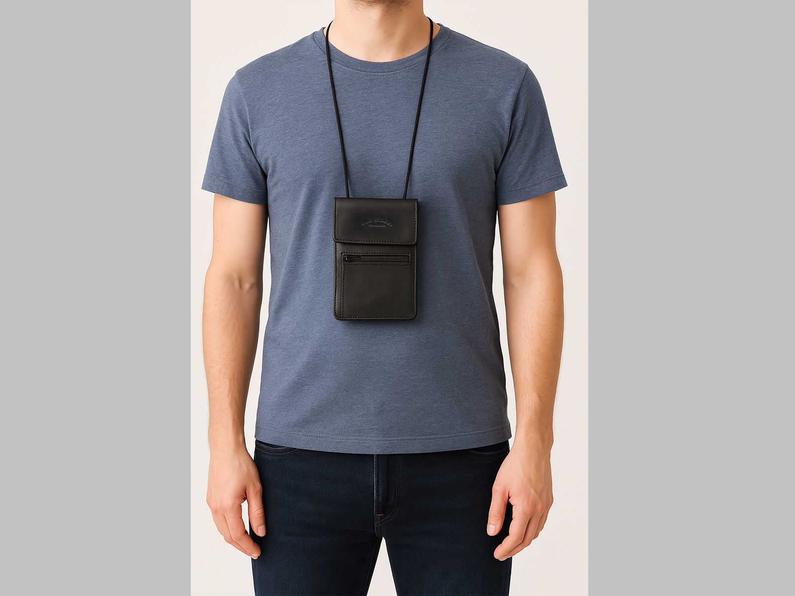 Skórzana paszportówka saszetka na szyję