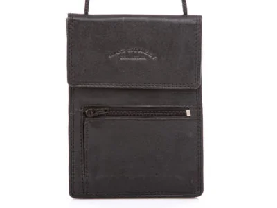 Saszetka na szyję skórzana czarna Bag Street - obrazek 4