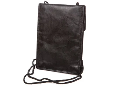 Saszetka na szyję skórzana czarna Bag Street - obrazek 3