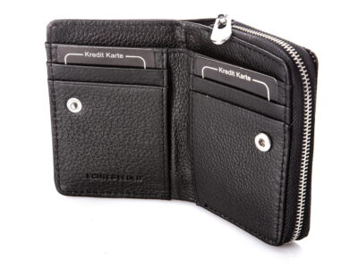 Mały czarny portfel damski lakierowany Jennifer Jones - obrazek 3