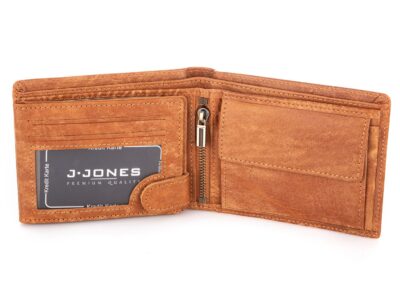 Duży skórzany portfel męski z ćwiekami i tłoczeniem J Jones - obrazek 7