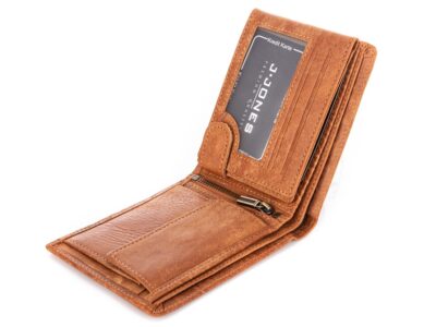 Duży skórzany portfel męski z ćwiekami i tłoczeniem J Jones - obrazek 6